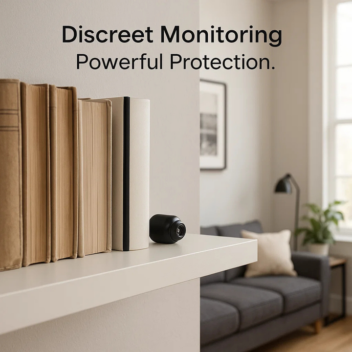 "Compact mini spy camera with WiFi, night vision; 1080P HD video, audio features for discreet surveillance."