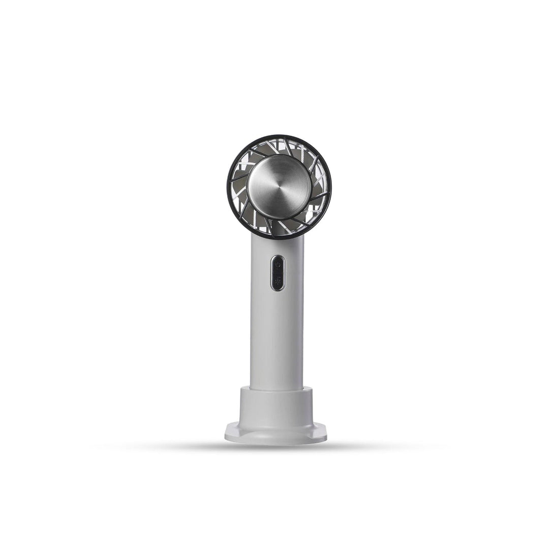 "Compact portable handheld air cooling fan, minimalist design with powerful cooling, perfect for travel and home use."