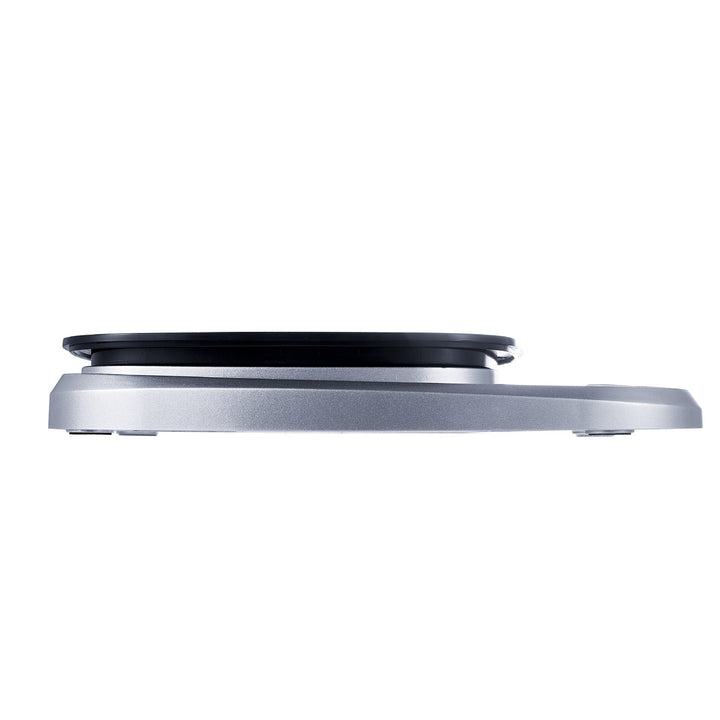 "Compact stainless steel kitchen scale with sleek design for precise 0.1g measurements, ideal for culinary accuracy."