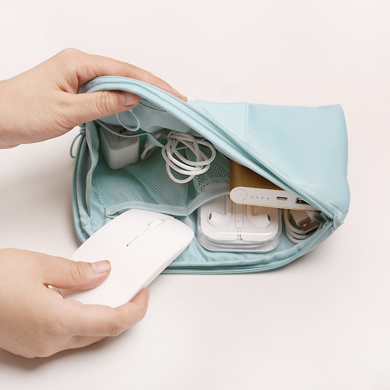 Premium waterproof electronics travel bag, compact design for easy packing.