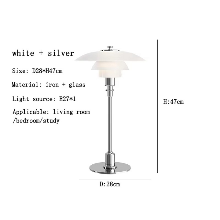 Contemporary Danish designer table lamp with warm LED light, sleek Scandinavian form, amber finish, and premium glass.