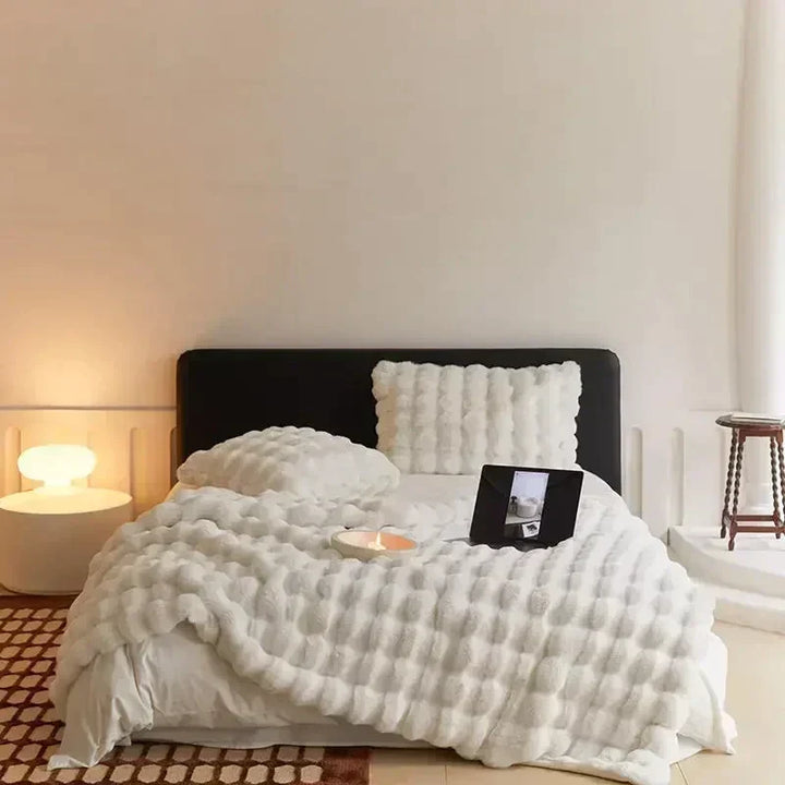 Anti-pilling, super soft faux fur portable blanket. Perfect cozy throw for any setting.