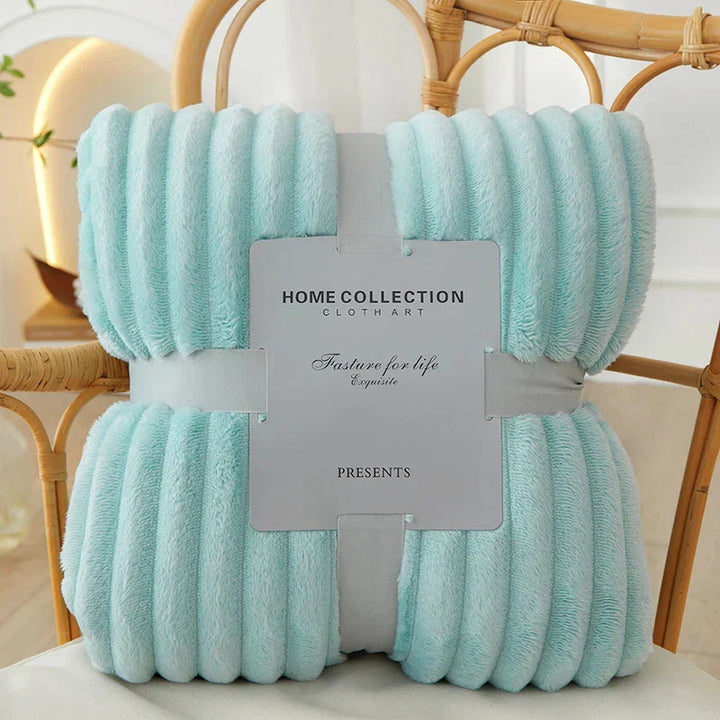 Premium wide-stripe fleece blanket, a super soft, cozy, and warm throw for ultimate home comfort.
