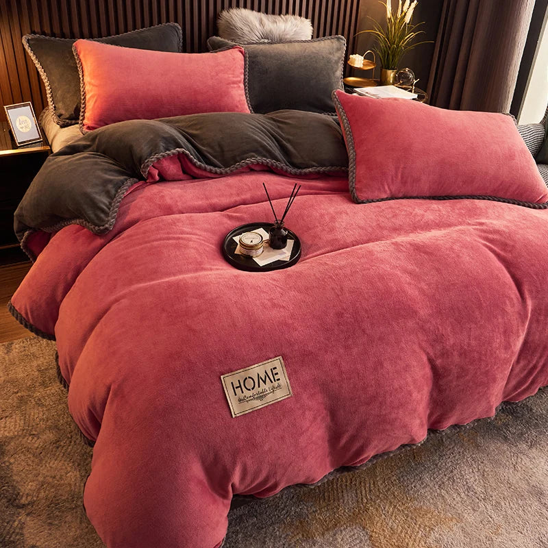 PlushHaven luxury velvet fleece duvet set, providing ultimate winter warmth and soft bedding.
