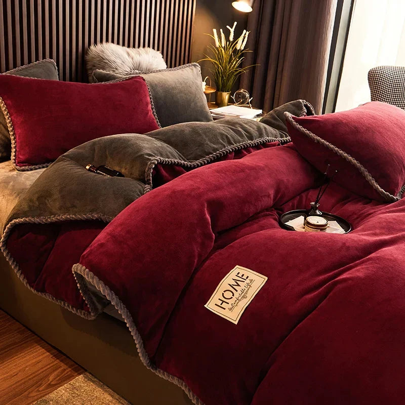 Premium velvet fleece duvet cover set, ensuring comfort bedding and warmth during cold winters.