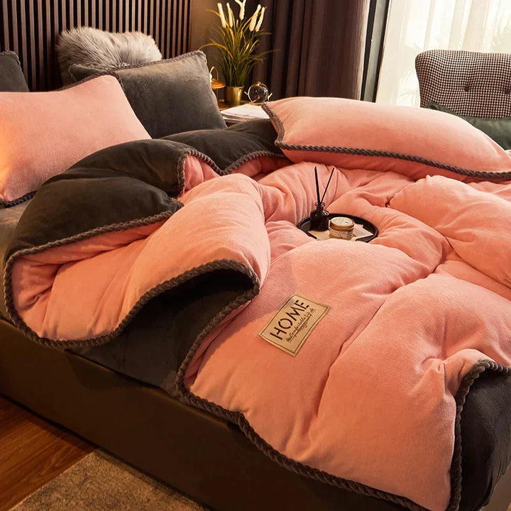 Soft plush velvet fleece duvet cover, transforming your bedroom into a luxurious winter haven.