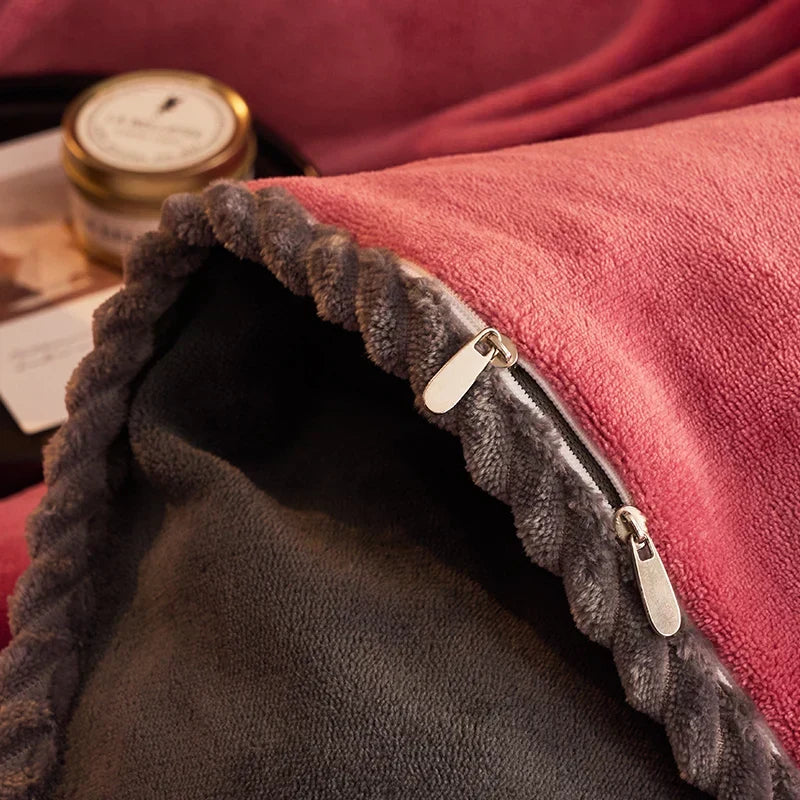 Cozy velvet fleece bedding set, a perfect addition for winter warmth and sophisticated bedroom decor.