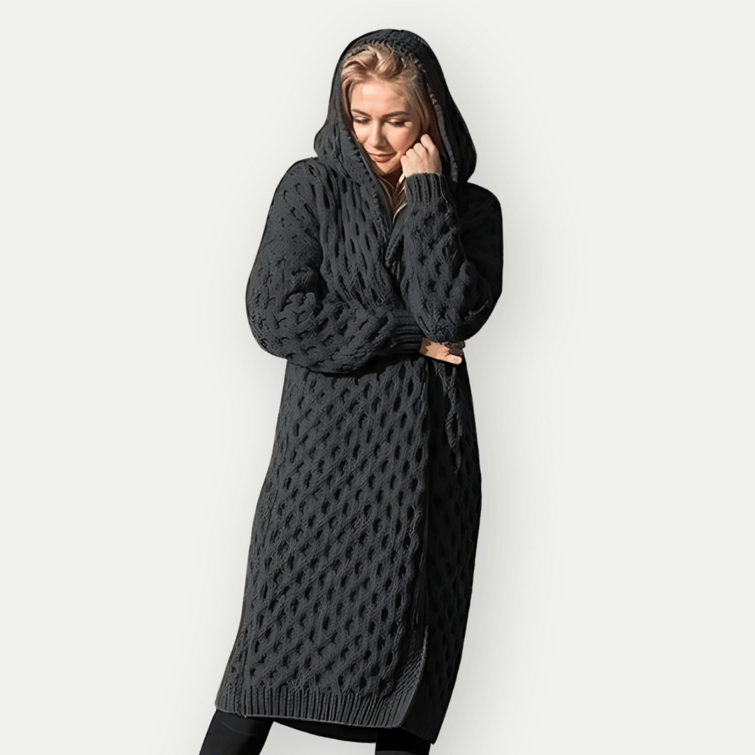 Cozy women's hooded long sleeve zip-up jacket for everyday comfort in fall & winter. Stylish casual outerwear.