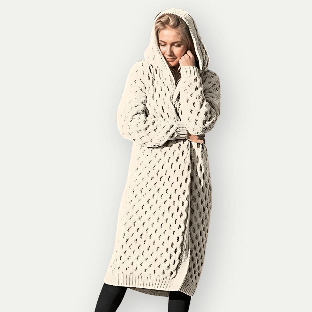 Stylish women's hooded long sleeve jacket, perfect for warm fall fashion & cozy winter outerwear. Versatile zip-up.