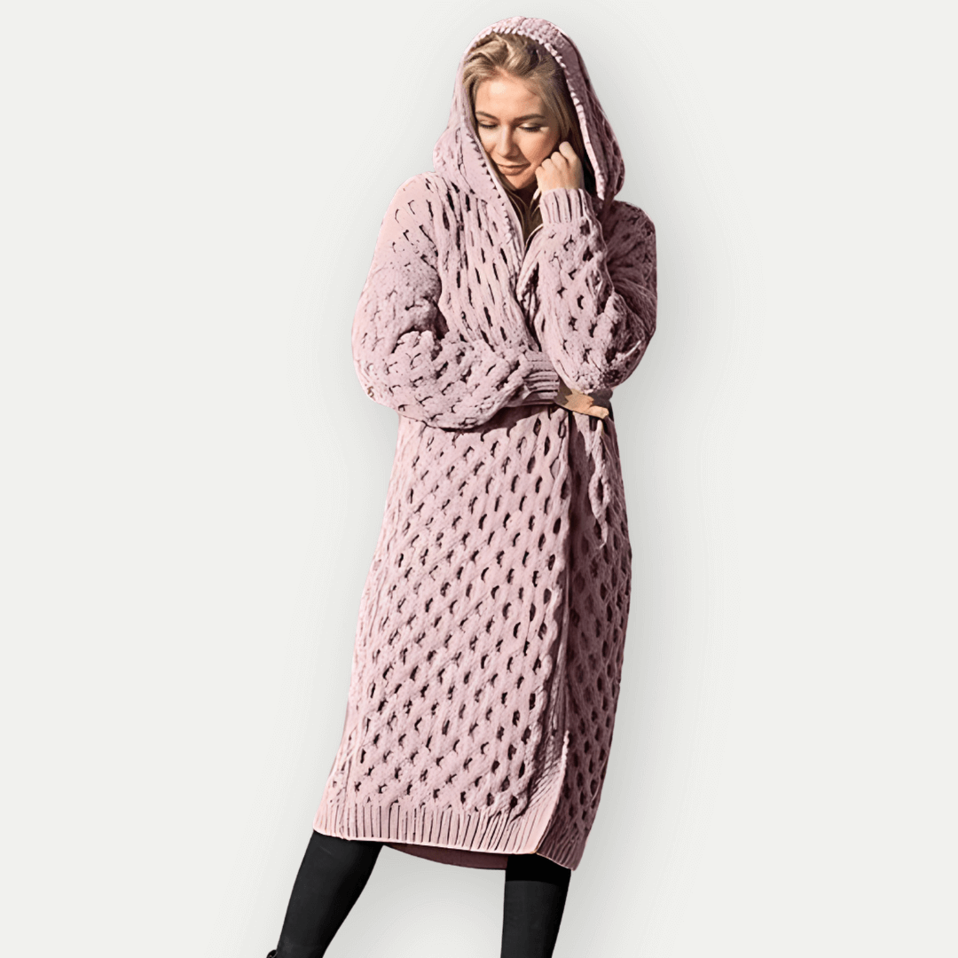 Warm women's hooded long sleeve jacket, ideal casual outerwear for cozy fall fashion & everyday winter comfort.