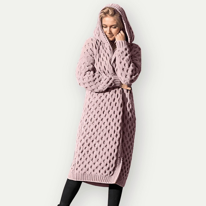 Warm women's hooded long sleeve jacket, ideal casual outerwear for cozy fall fashion & everyday winter comfort.