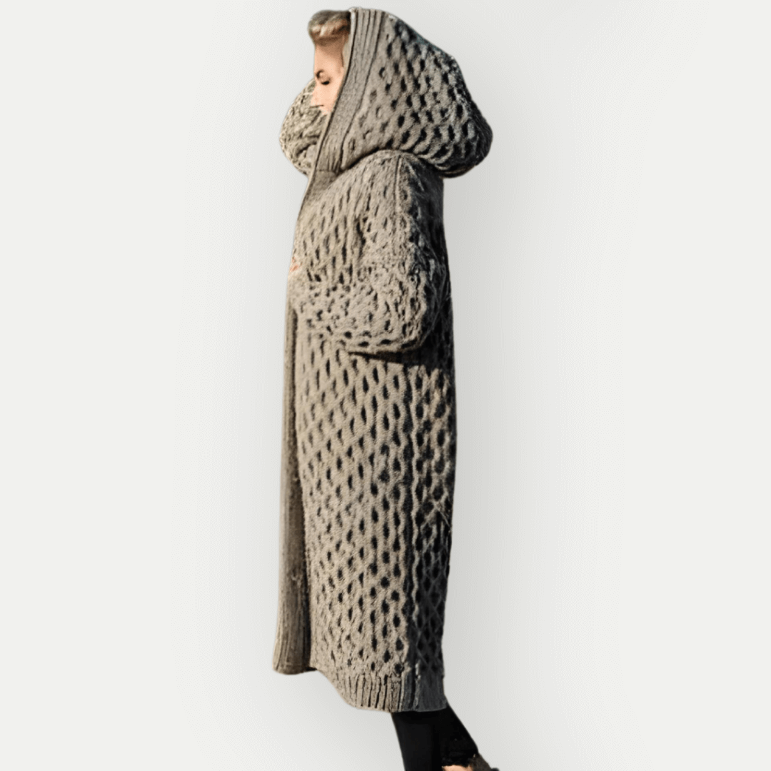 Stylish & warm women's hooded long sleeve jacket. Comfortable polyester zip-up for casual fall & winter outerwear.