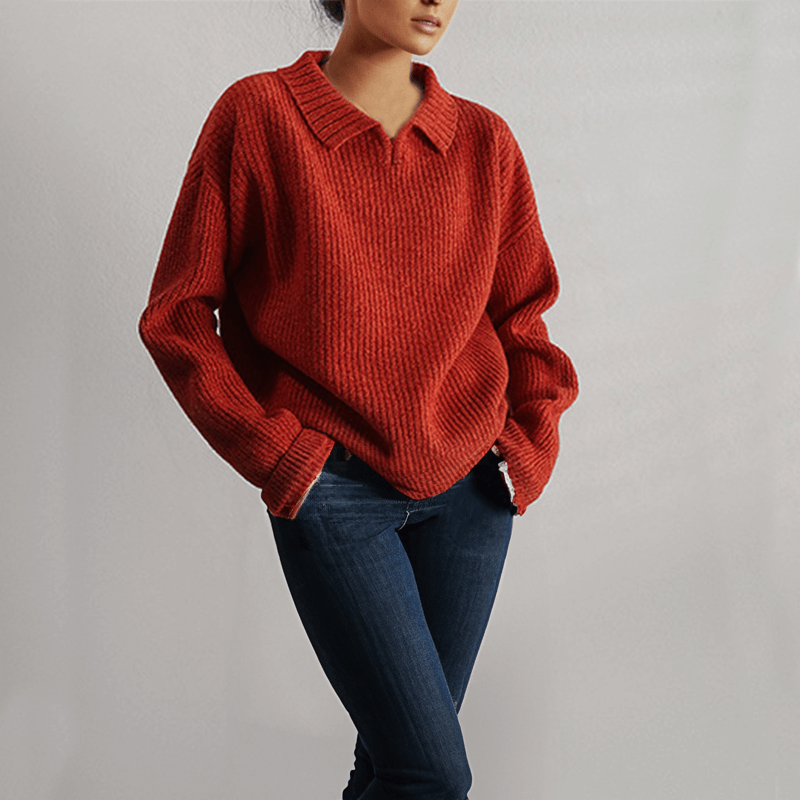Comfortable long sleeve women's jumper with a cozy knit texture in classic black, suitable for autumn/winter outfits.