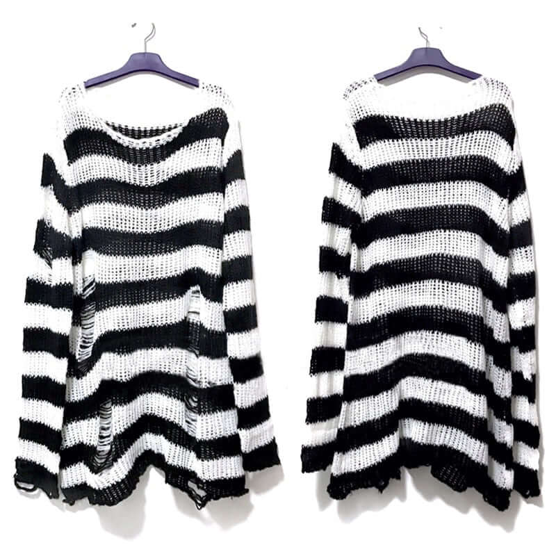 Cozy women's vintage striped autumn sweater. Warm knit pullover, ideal for fall fashion & casual wear.