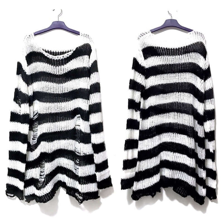 Cozy women's vintage striped autumn sweater. Warm knit pullover, ideal for fall fashion & casual wear.