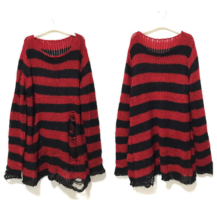 Stylish women's striped autumn sweater. Vintage knit pullover, a cozy essential for fall fashion.
