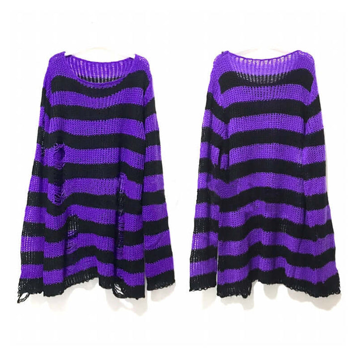 Women's cozy vintage striped sweater. Autumn knit pullover, great for comfortable fall wear & casual style.