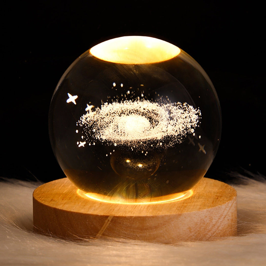 Unique gift: Crystal sphere LED lamp, ambient 3D light for home decor.