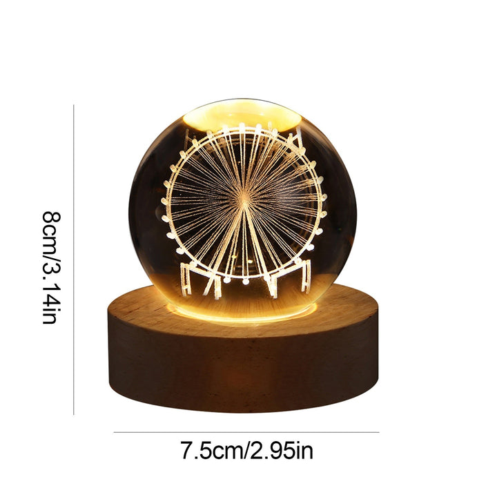 Ambiance LED lamp, crystal sphere design, 3D accent light for home decor.