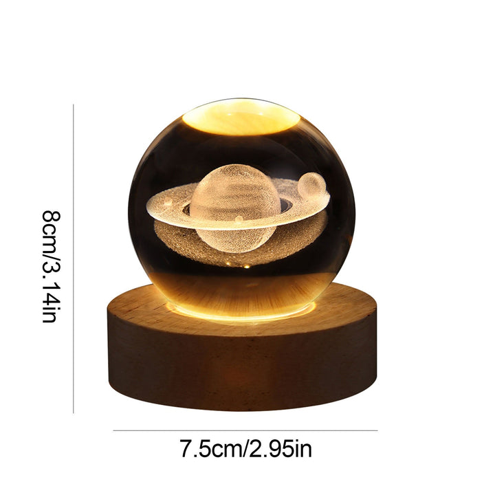 Ambient crystal ball lamp, LED accent light, modern home decor table lamp.