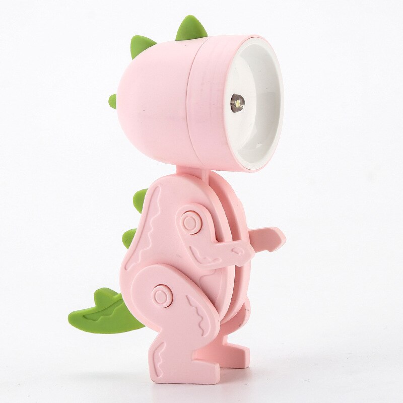 Kids' dinosaur night light with a soft glow, great for a cozy children's bedroom atmosphere.