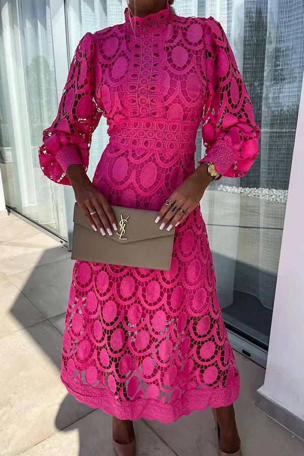 Lace Cut-Out Midi Dress