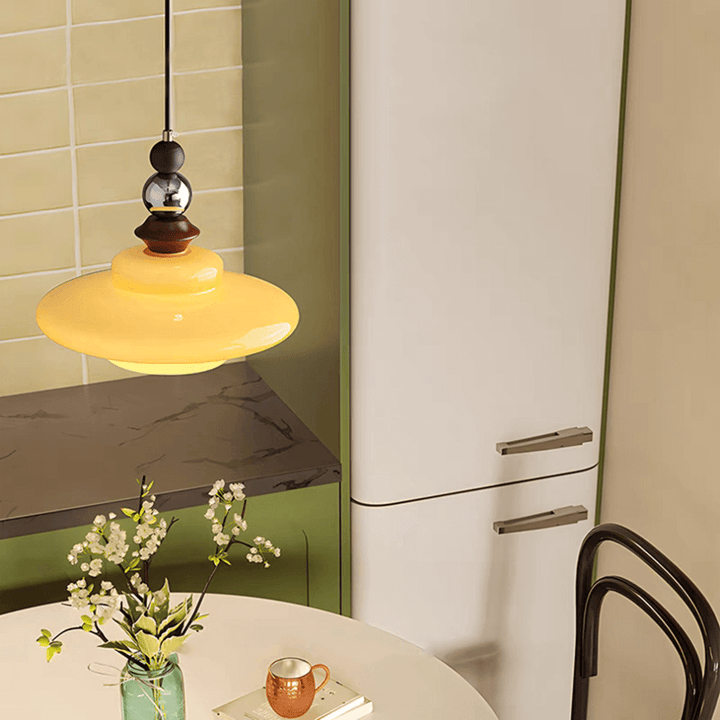 Medieval Style Beige Glass Pendant Light