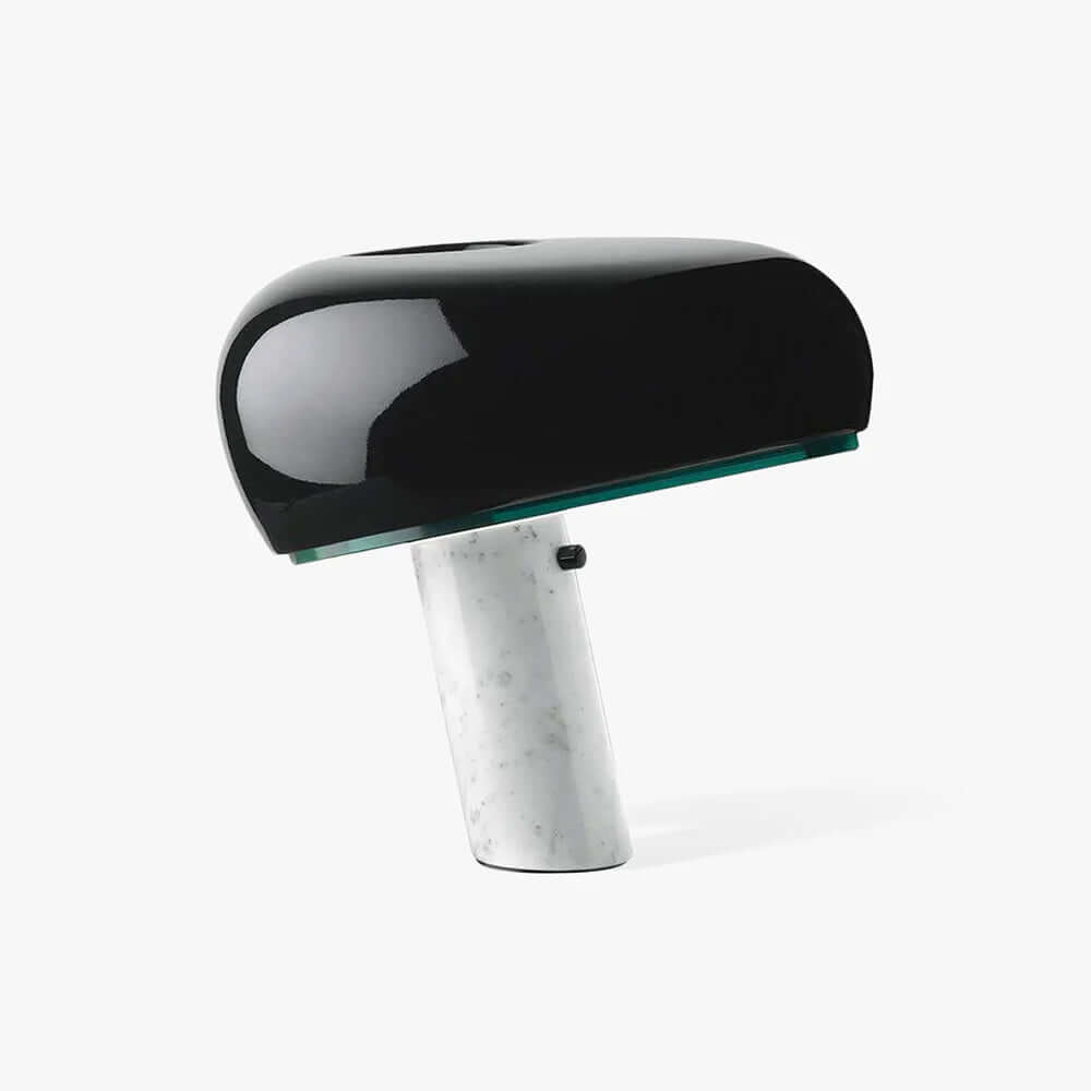 Carrara Marble Table Lamp with Glazed Metal Reflector