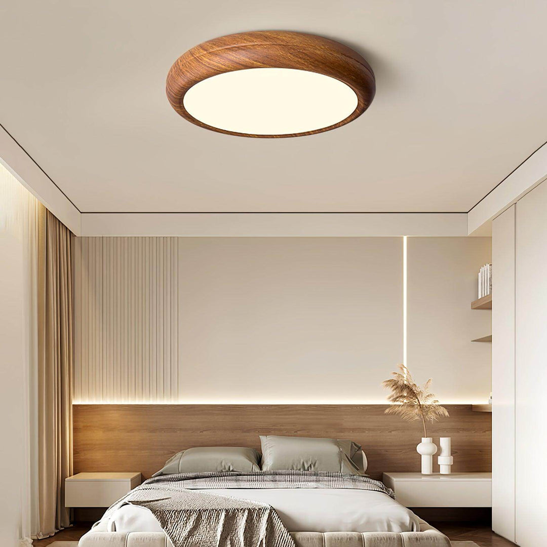 Modern Wood Grain LED Ceiling Light Fixture