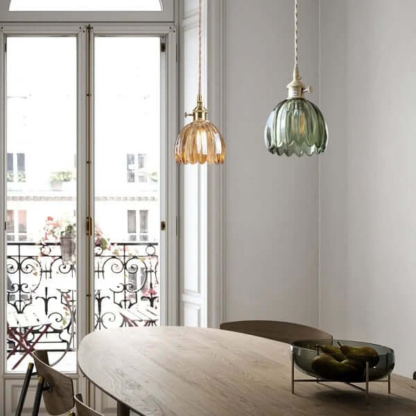 Retro Glass Flower Pendant Light