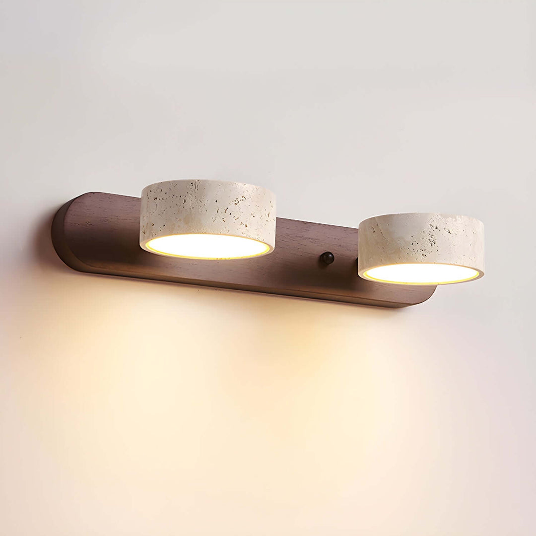 Natural Stone & Wood Wall Light Fixture