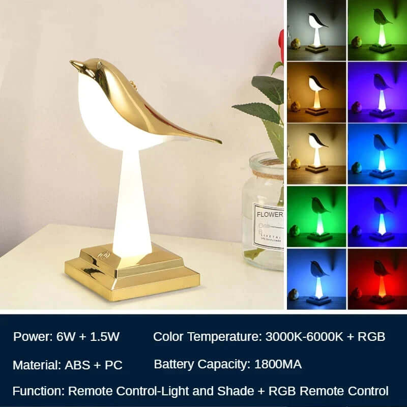 Decorative Bird Table Lamp with Touch Charging