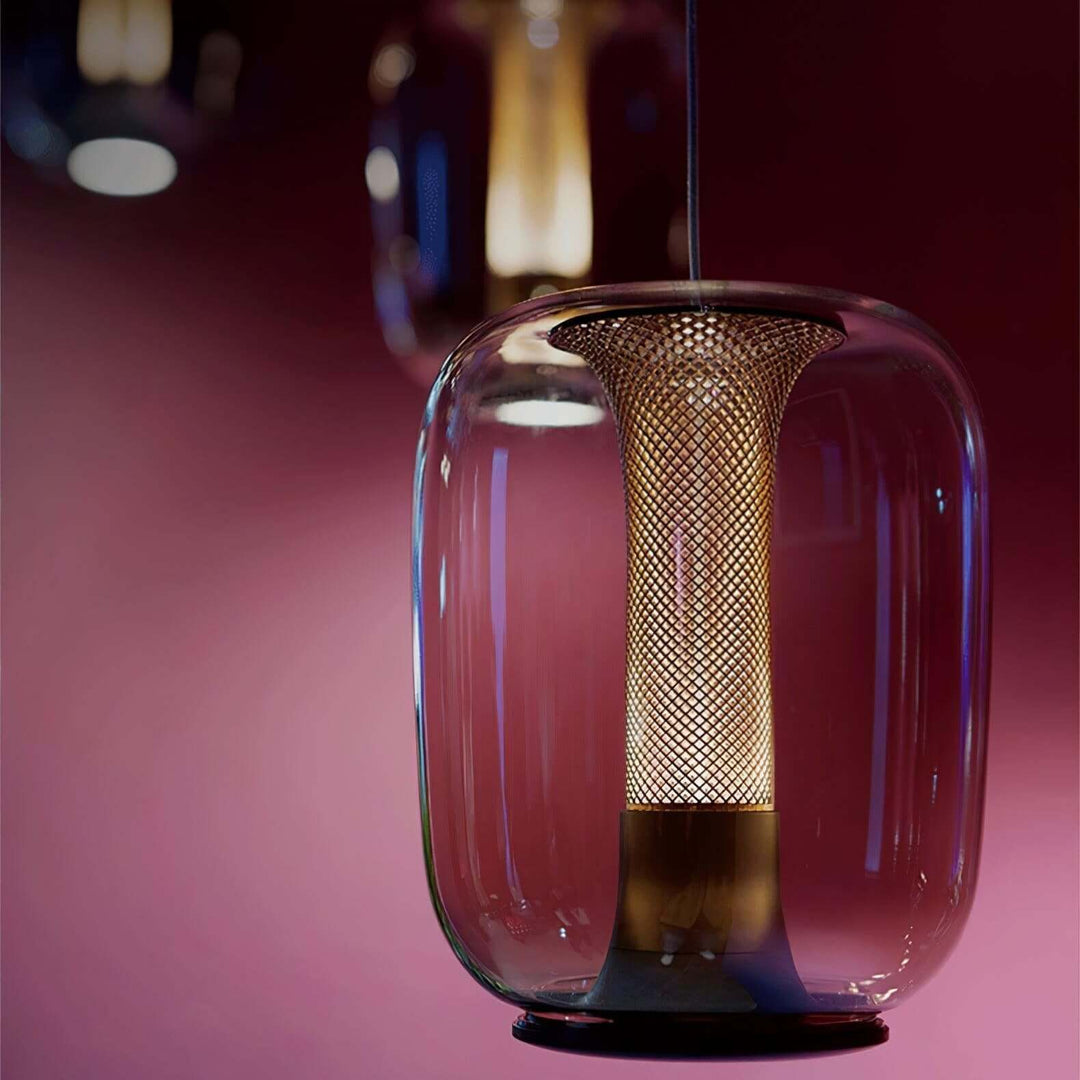 Modern Glass Pendant Light Fixture, 16cm, Integrated LED