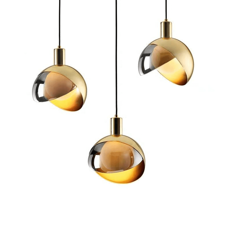 Gold Glass Pendant Light, Modern Hanging Ceiling Lamp