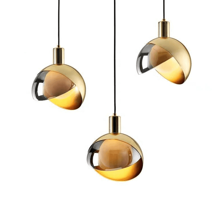 Gold Glass Pendant Light, Modern Hanging Ceiling Lamp