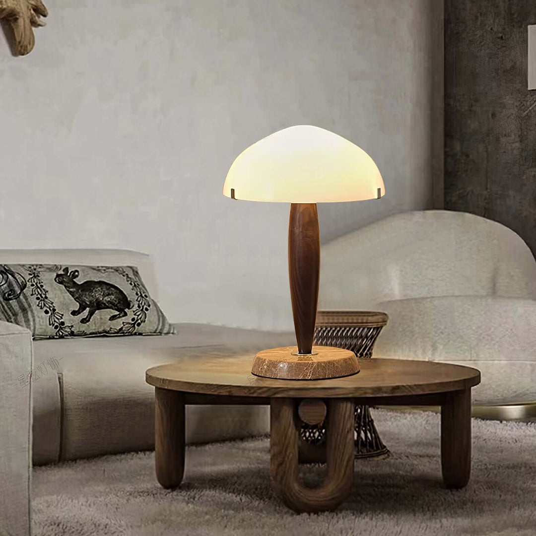 Elegant Glass & Wood Table Lamp