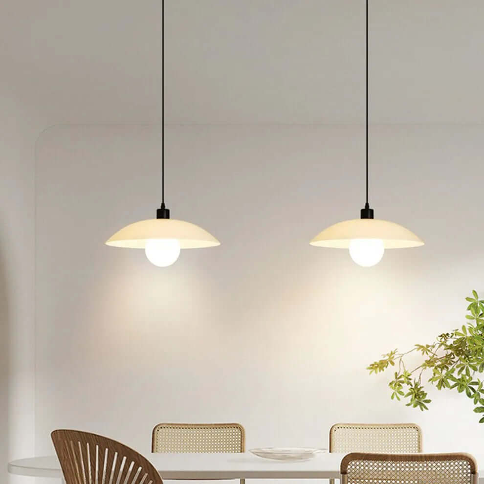 Modern White Glass Disc Pendant Light