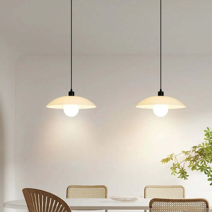 Modern White Glass Disc Pendant Light