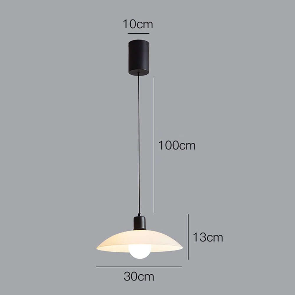 Modern White Glass Disc Pendant Light Fixture