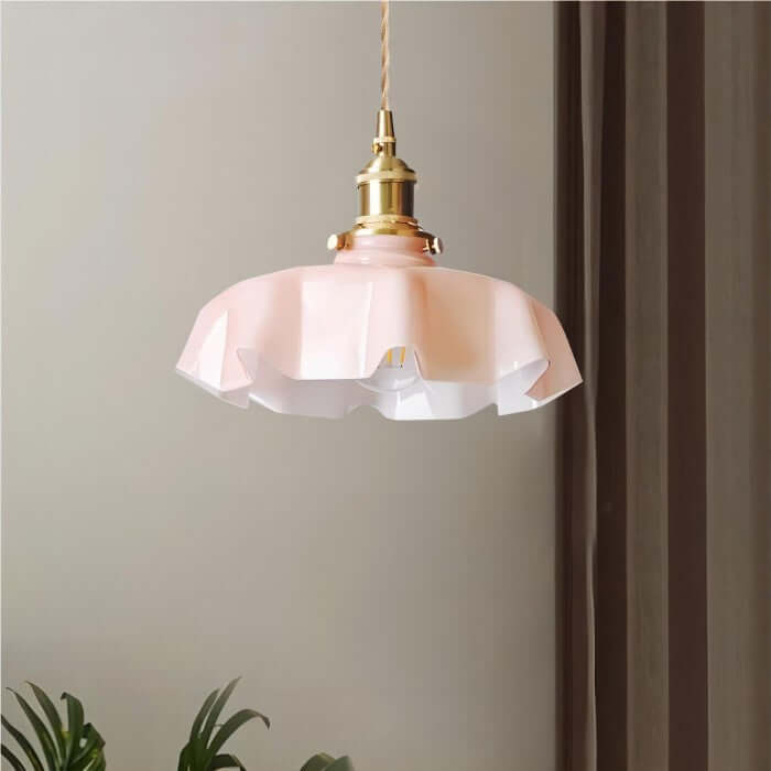Retro Floral Glass Hanging Lamp 25cm
