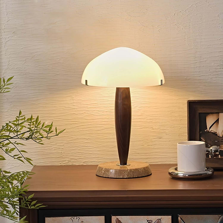 Elegant Glass & Wood Table Lamp