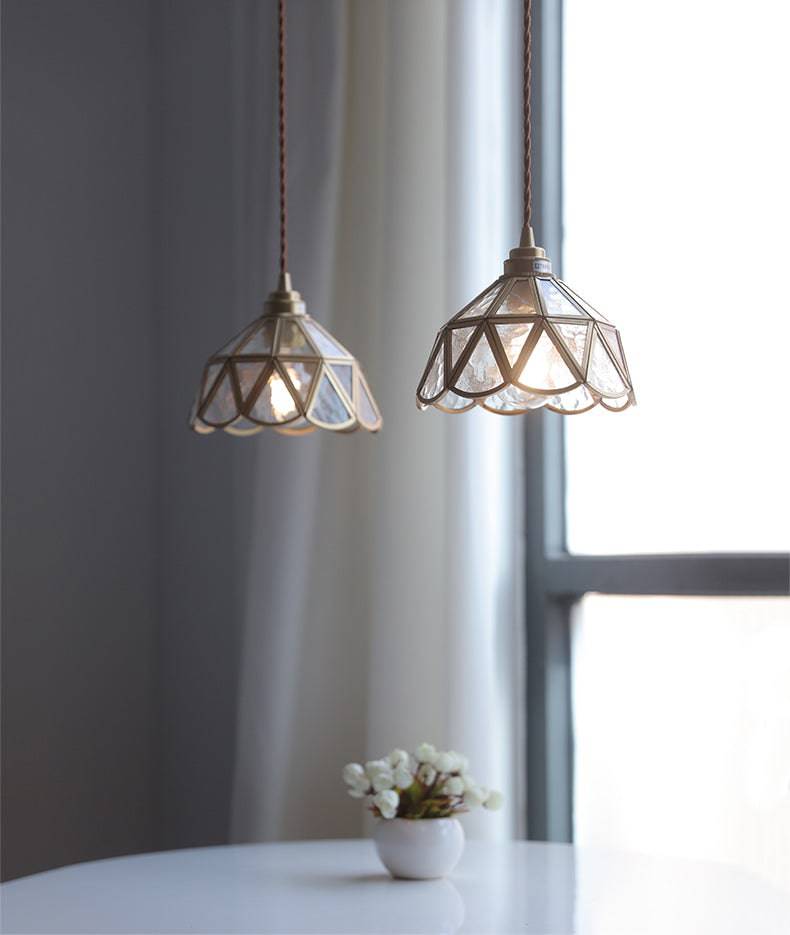 Elegant Glass Pendant Light with Brass Finish