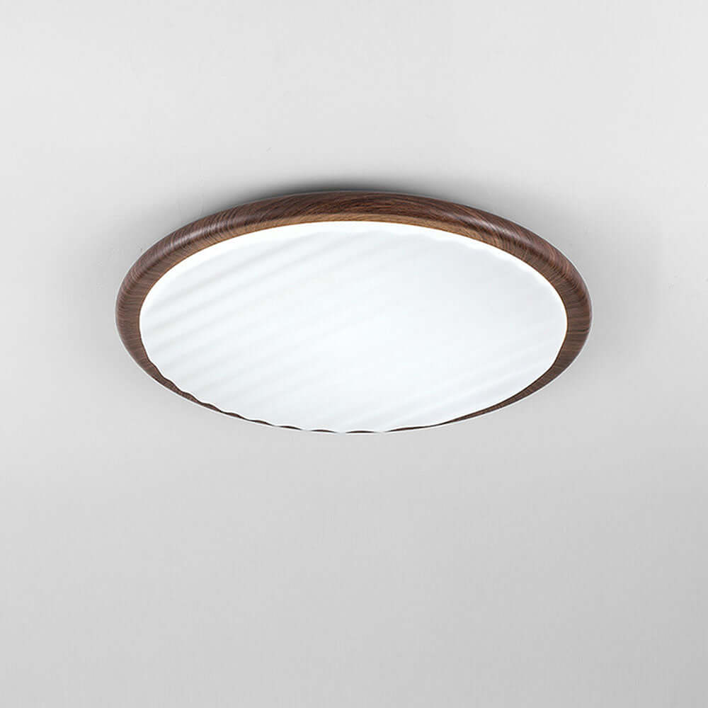 Round Wooden LED Ceiling Light for Bedroom