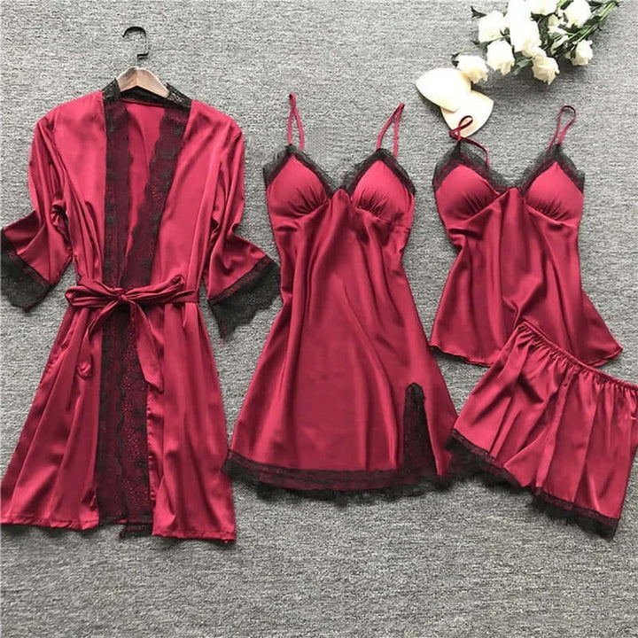 Women's 5-Piece Sleepwear Set with Lace