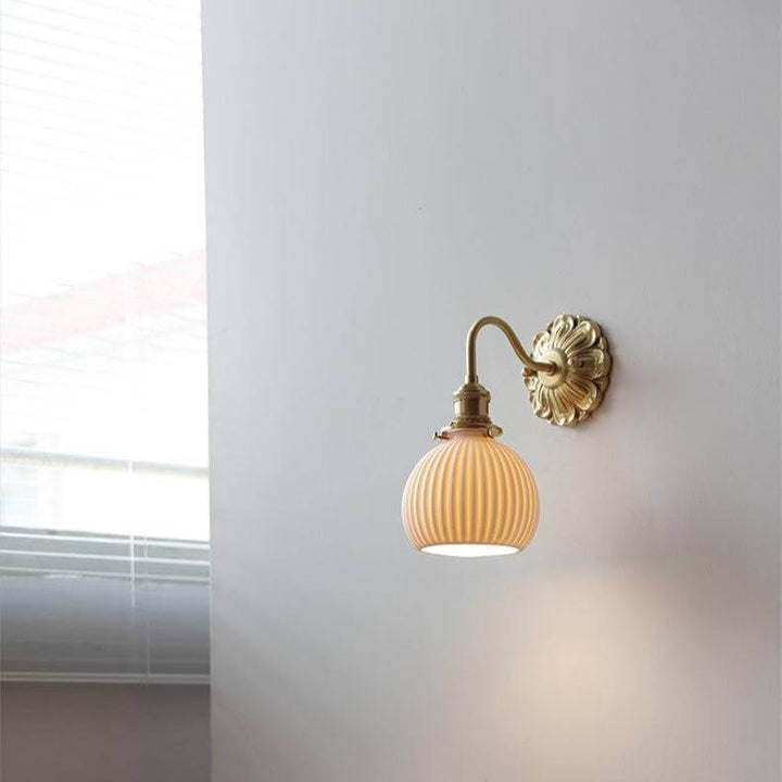 Ceramic & Brass Wall Sconce Light Fixture