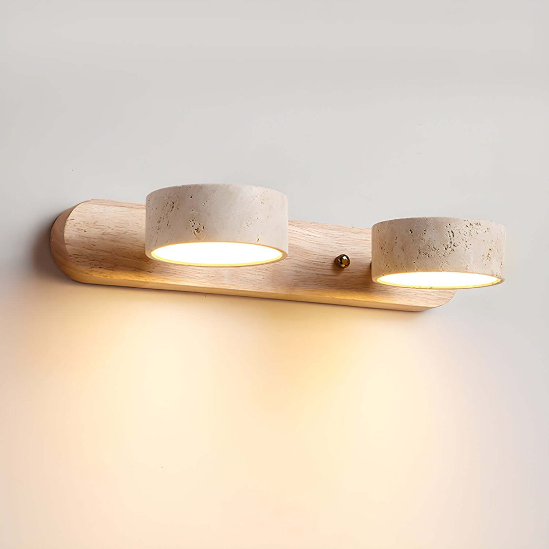 Natural Stone & Wood Wall Light Fixture
