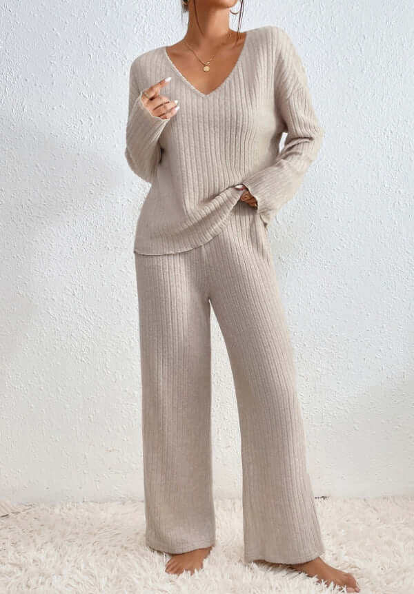 Women's 2-Piece Ribbed Lounge Set