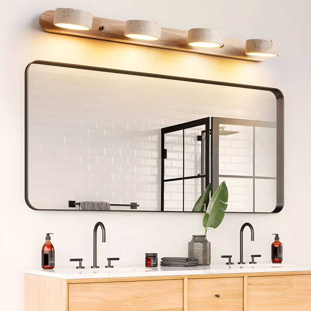 Natural Stone & Wood Wall Light Fixture