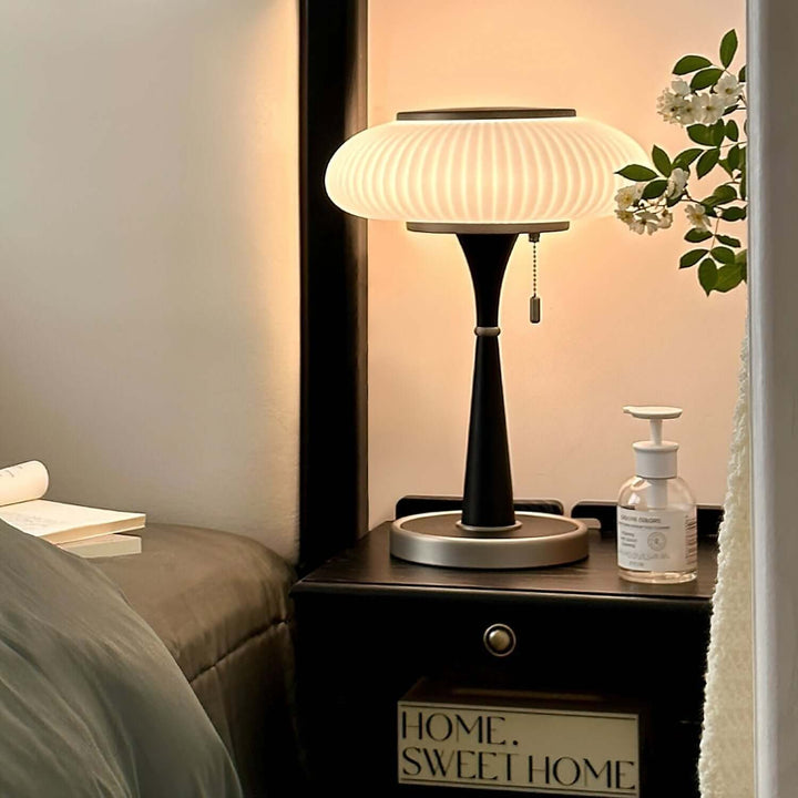 Elegant Mushroom Table Lamp with Wooden Base
