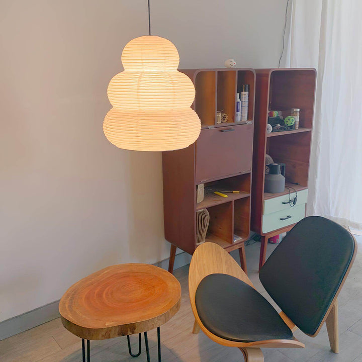 Round Pendant Light Fixture, 40cm Natural Paper Shade